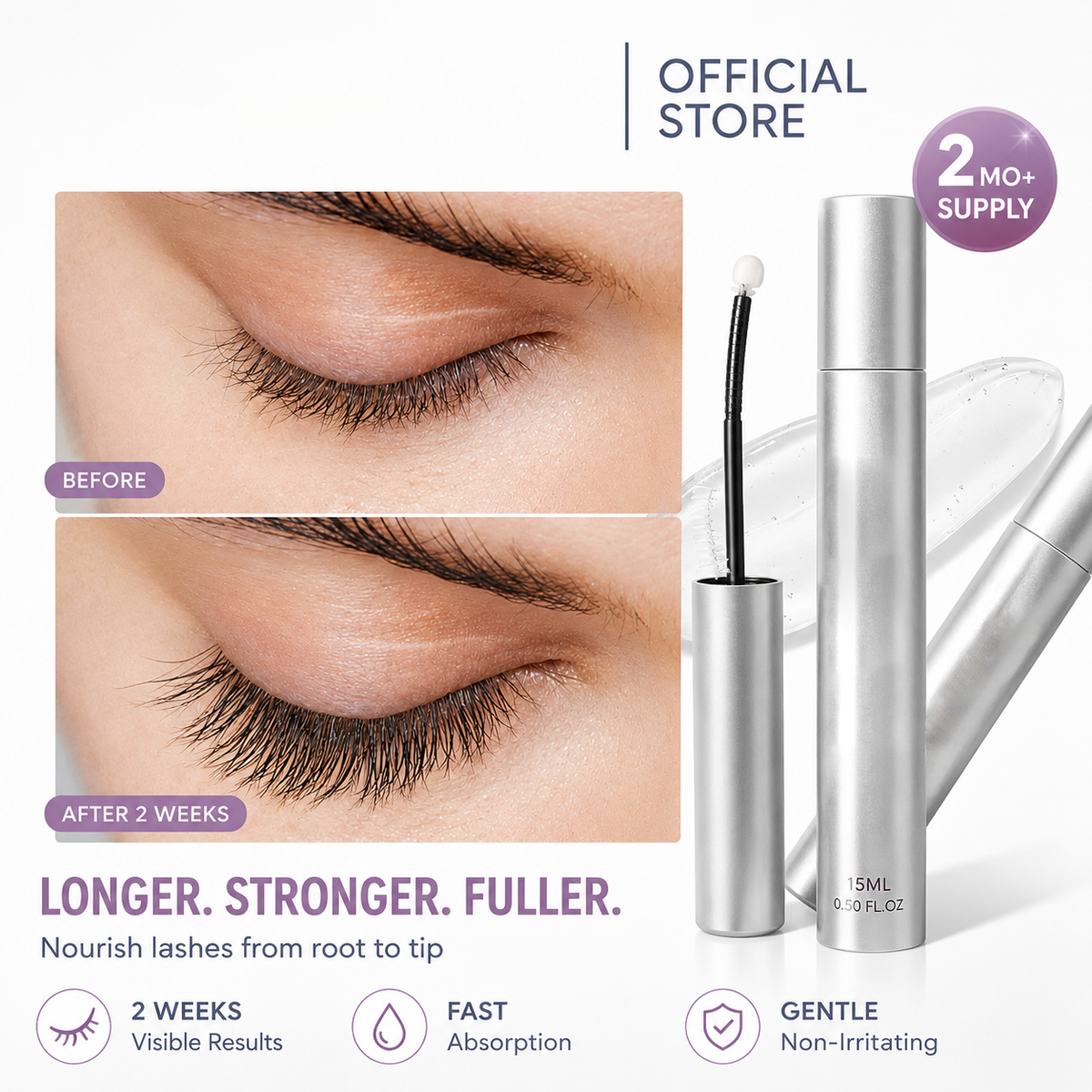 ✨ Eyelash Growth Serum (Large Size) — Achieve fuller, thicker lashes in just 2 weeks.