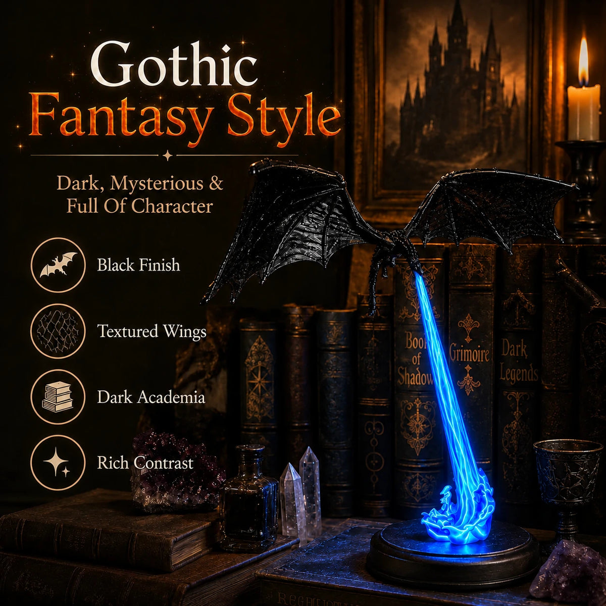 🔥 Dragon Flame Bookshelf Light