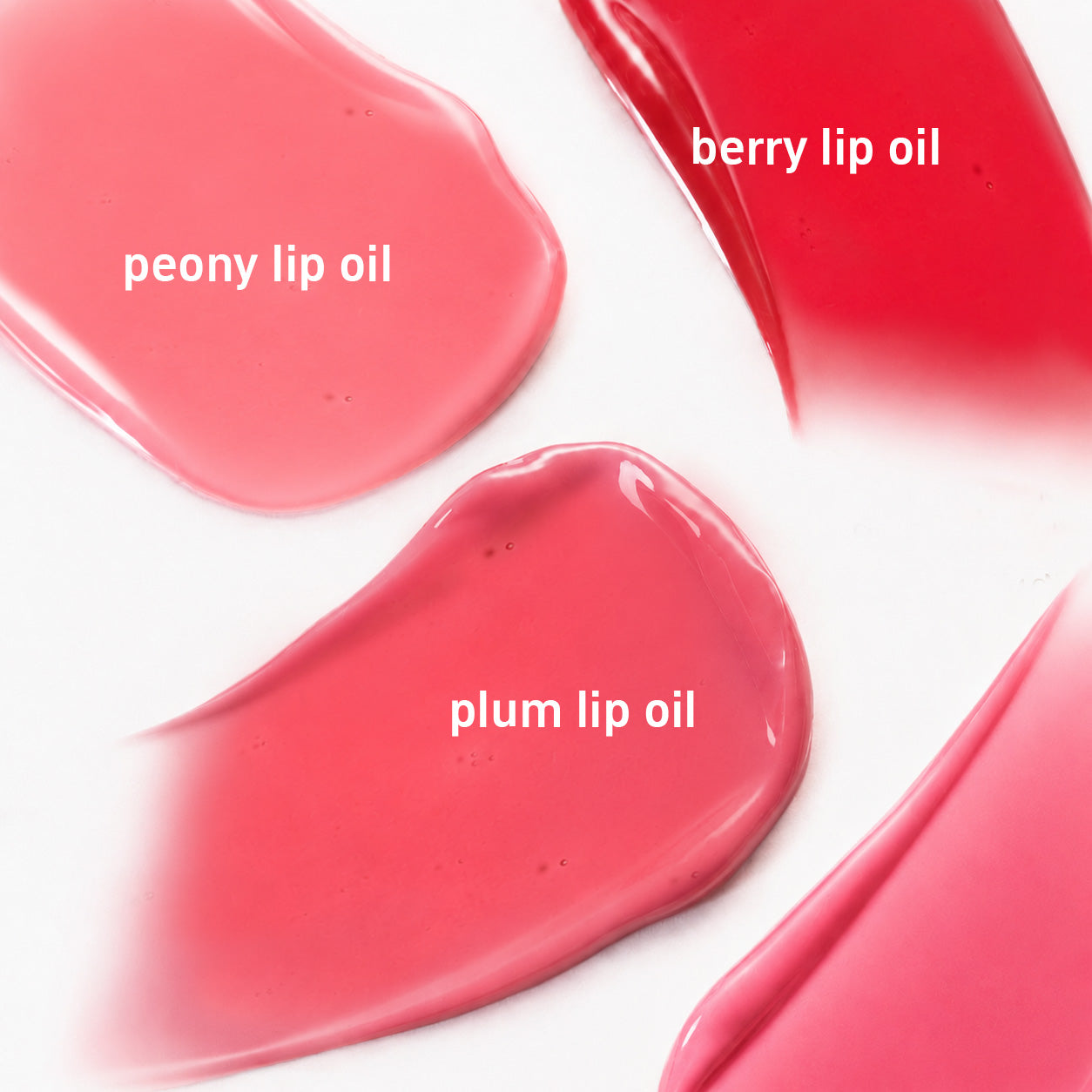 Peony Berry Plum lip oil texture swatches