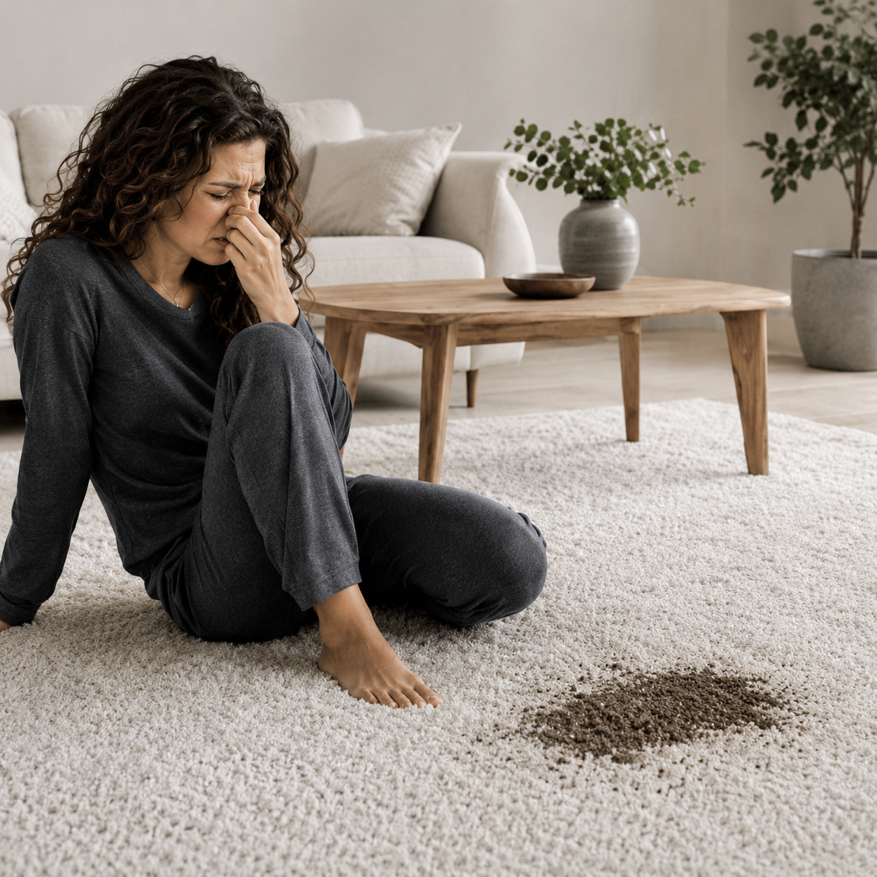 Carpet affected by an everyday spill