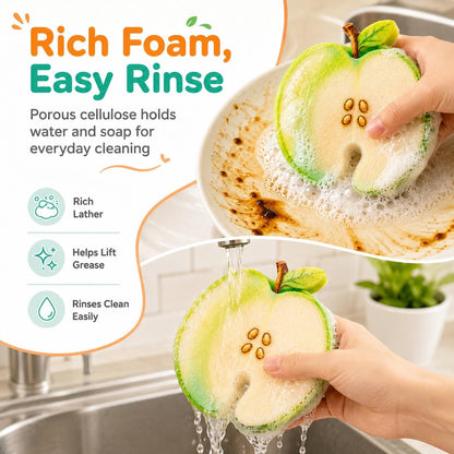 🔥 BIG SALE-🧽 Fruit-Shaped Compressed Cellulose Sponges – 3 Pack | ⏳ Last Day 50% OFF