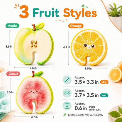 🔥 BIG SALE-🧽 Fruit-Shaped Compressed Cellulose Sponges – 3 Pack | ⏳ Last Day 50% OFF