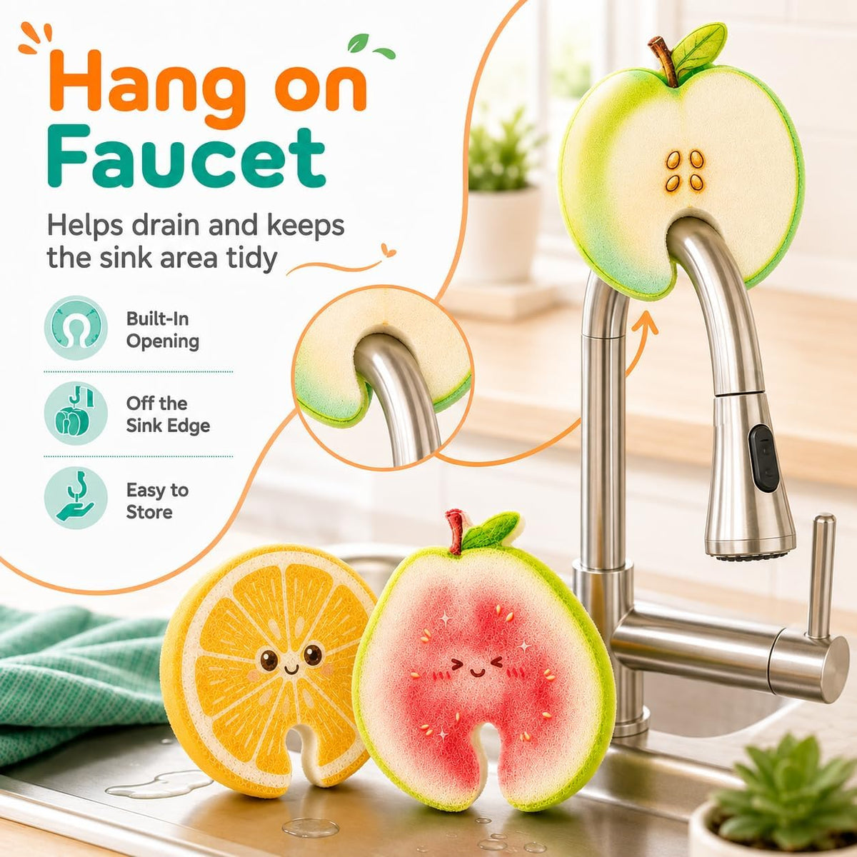 🔥 BIG SALE-🧽 Fruit-Shaped Compressed Cellulose Sponges – 3 Pack | ⏳ Last Day 50% OFF