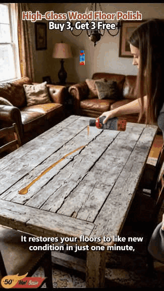 Wood floor polish application demonstration