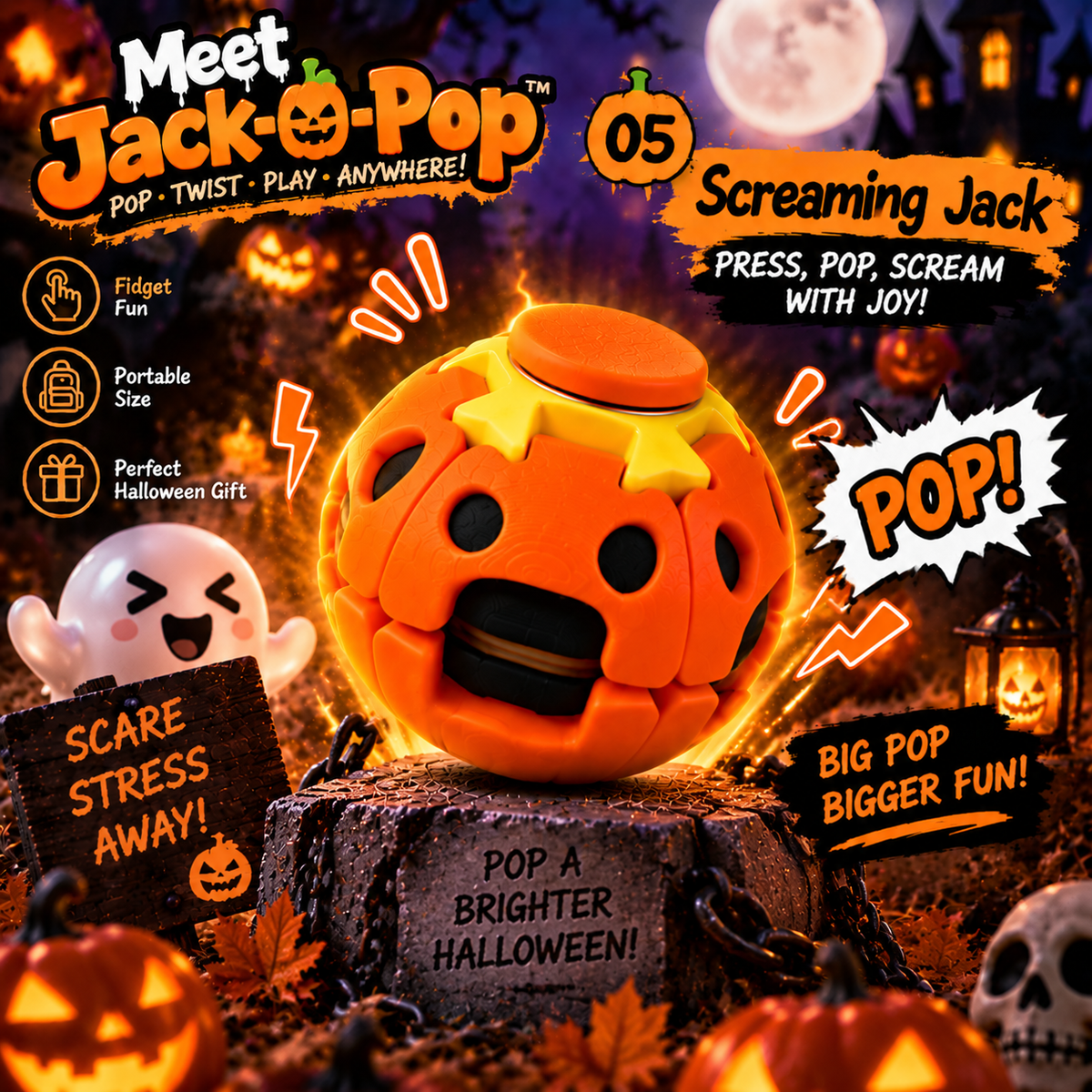 Meet Jack-O-Pop 🎃  The Light-Up Pumpkin You Can't Stop Pressing