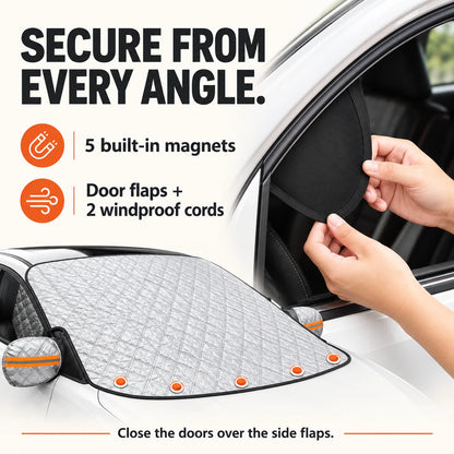 ❄️ Less Scraping, Easier Mornings! 🛡️ Magnetic Windshield Snow & Frost Cover