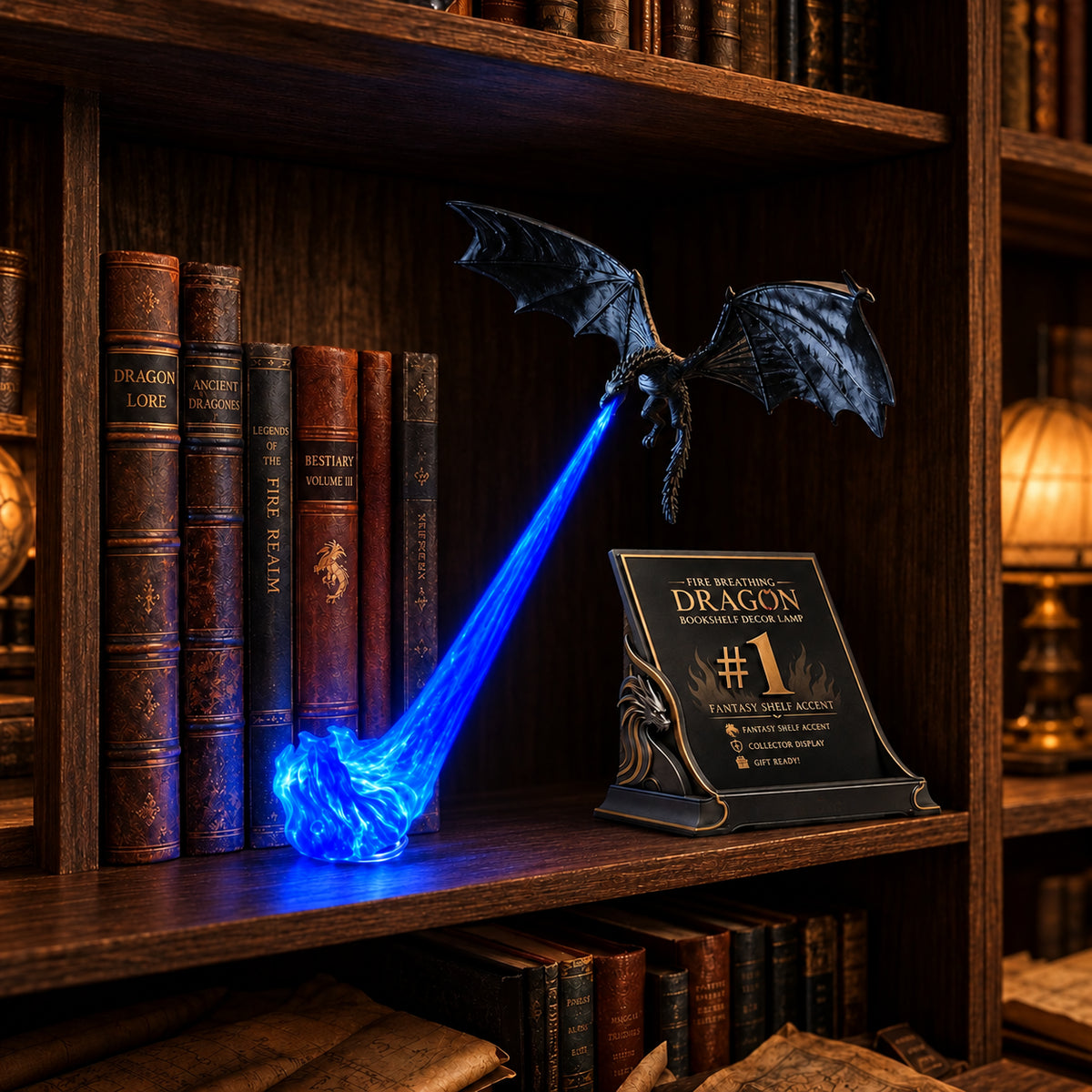 🔥 Dragon Flame Bookshelf Light