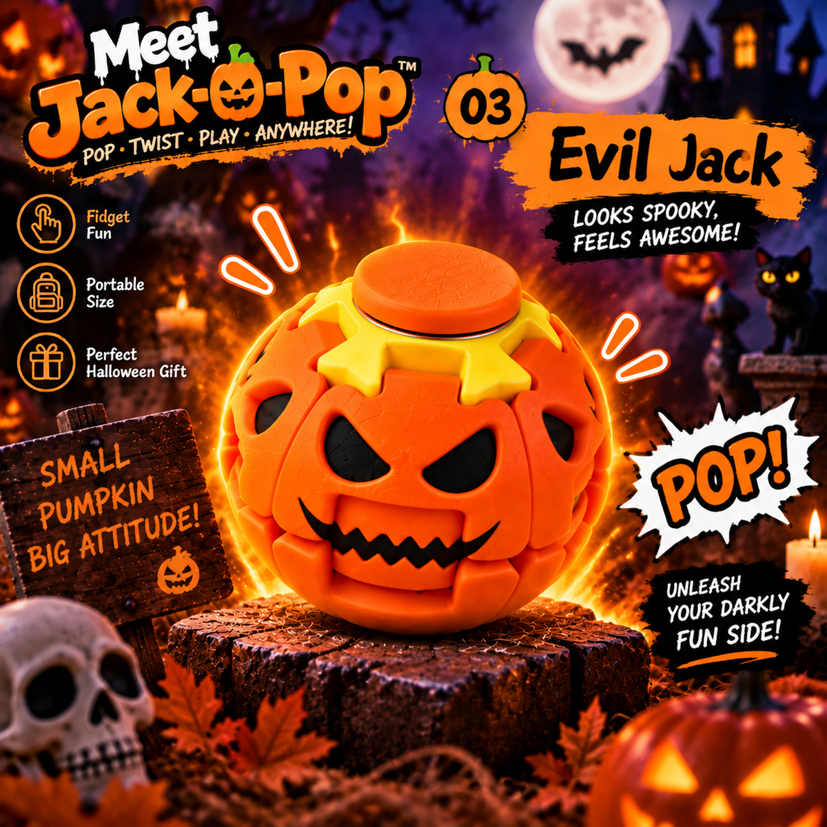 Meet Jack-O-Pop 🎃  The Light-Up Pumpkin You Can't Stop Pressing
