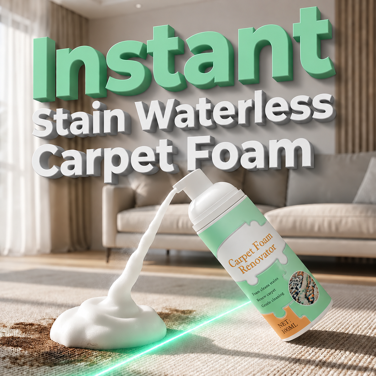 🔥Limited Time 60% OFF🔥 Waterless Carpet Cleaning Foam – No Wet Mess, Just Pure Clean!