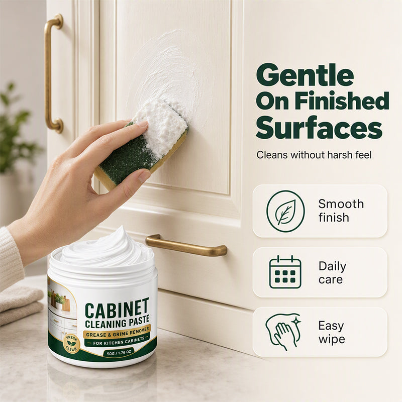 Gently cleaning a finished kitchen cabinet surface