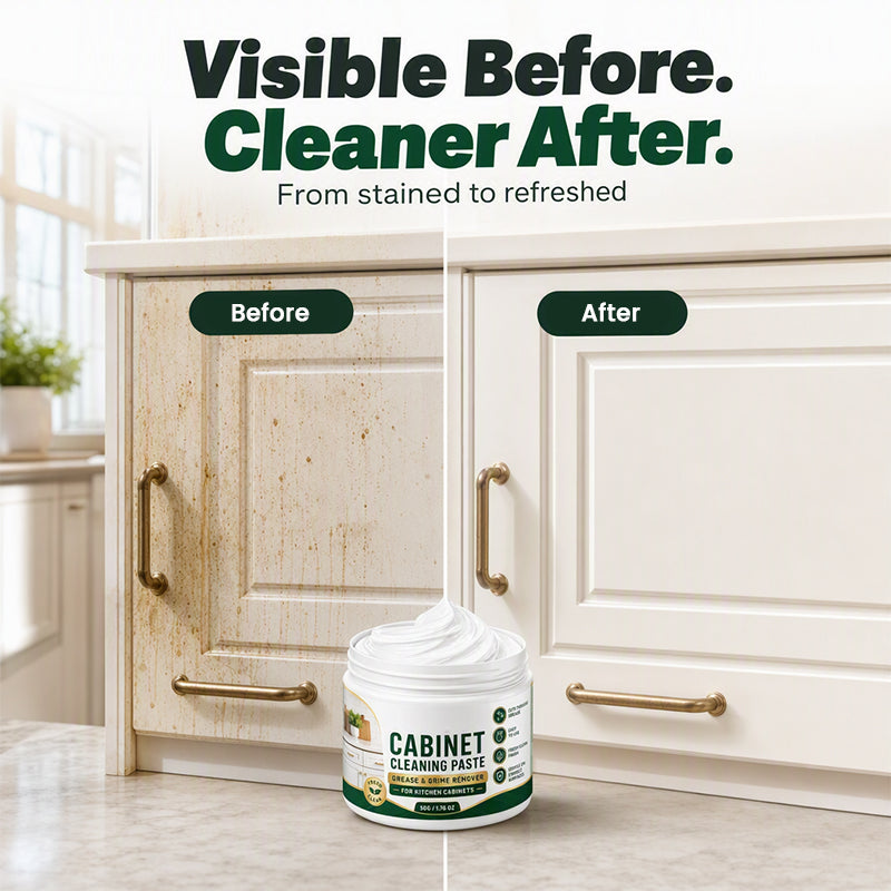 Kitchen cabinet surface before and after cleaning